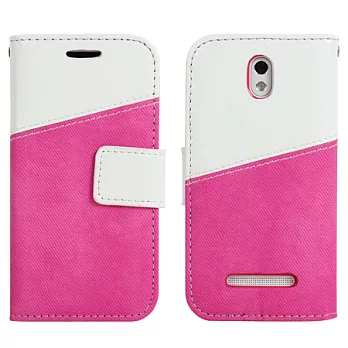 【BIEN】HTC Desire 500 瘋牛仔拼色可立保護皮套 (玫紅)