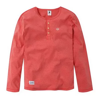 【CACO】CACO SURF．美式休閒．電繡亨利領長T．(台灣製)S麻花紅