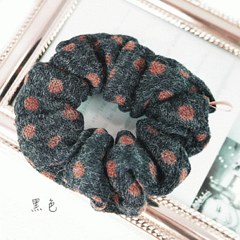 【PinkyPinky Boutique】點點毛料大腸髮束(黑色)