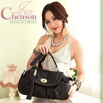 CHENSON 香格里拉．FUN曲線斜肩包 (附背帶)／黑(CG65533-3)