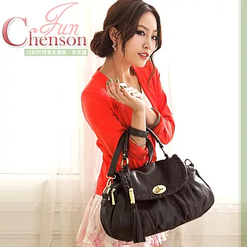 CHENSON 香格里拉．FUN曲線斜肩包 (附背帶)／咖(CG65533-B)