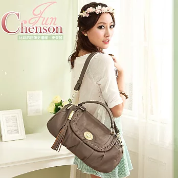 CHENSON 香格里拉．FUN曲線斜肩包 (附背帶)／駝(CG65533-T)