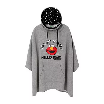 【CACO】芝麻街．授權款．HELLO ELMO連帽斗篷．(台灣製) FREE麻花灰