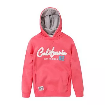 【CACO】CACO SURF．美式休閒．馬卡龍色繡連帽長TS粉