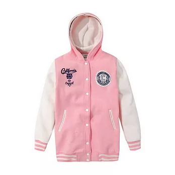 【CACO】CACO SURF．美式休閒．徽章連帽棒球外衣M粉