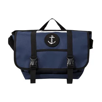 【CACO】NAVY．獨家經銷．魔鬼氈徽章郵差包深藍