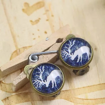 霧中麋鹿夾式耳環‧輕靈之森復古療癒系