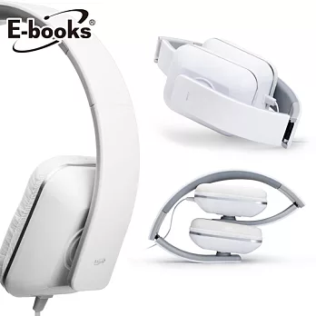 E-books S3 線控接聽頭戴摺疊耳機-白