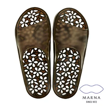 【MARNA】浴室花款拖鞋(咖啡M)