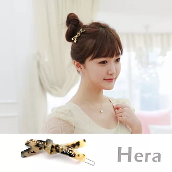 【Hera】赫拉 豹紋渲染交叉蝴蝶結邊夾/髮夾/髮扣(五色任選)淺咖啡