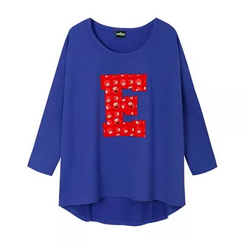 【CACO】芝麻街．授權款‧ELMO字寬版長袖上衣FREE寶藍