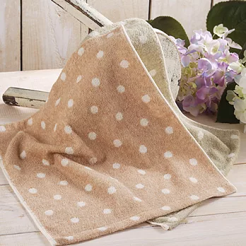 【taoru】圓點點系列 - 日本有機棉 小方巾/33x36cm茶色