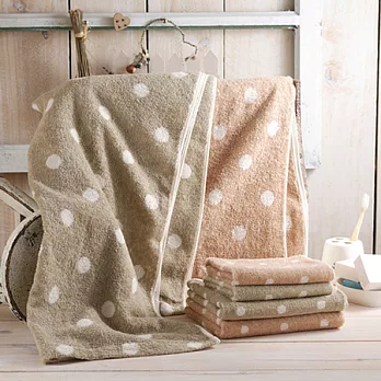 【taoru】圓點點系列 - 日本有機棉 大浴巾/58x120cm茶色