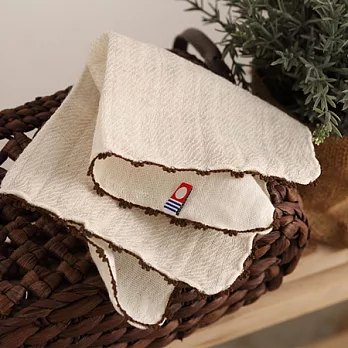 【taoru】亞麻蕾絲邊系列 - 日本有機棉 仕女手巾/27x27cm