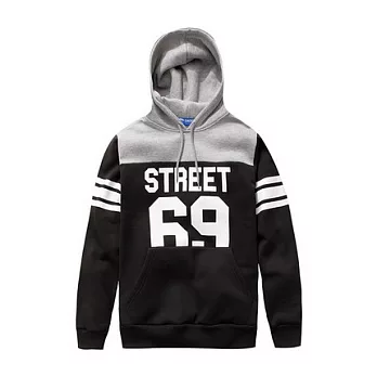 【CACO】CACO ST．美式街頭．69配色連帽長T．(台灣製) M黑