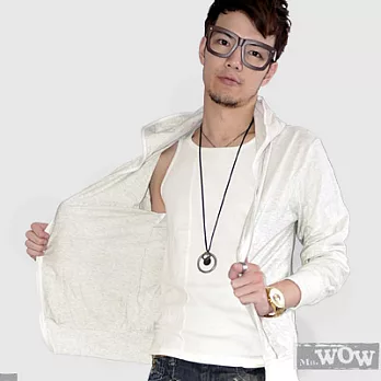 Mr.WOW美系基本鯊魚拉鍊連帽棉外套FREE淺灰