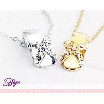 BIGO必果 可愛水鑽小涼鞋造型項鍊(浪漫金)浪漫金