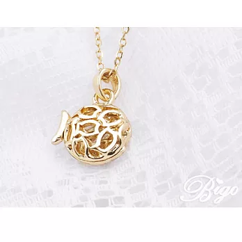 BIGO必果 鏤空張嘴小魚群可愛項鍊。俏皮金