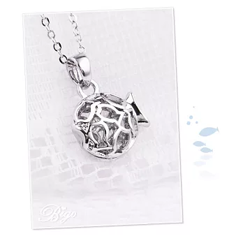 BIGO必果 鏤空張嘴小魚群可愛項鍊。可愛銀