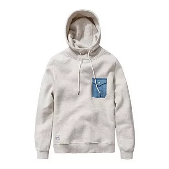 【CACO】SEVEN HEAVEN．個性潮流．牛仔口袋補丁連帽長TL灰