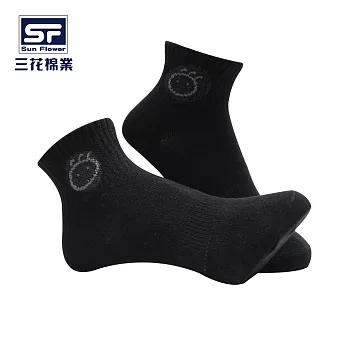 【三花棉業】50-5_三花1/2娃娃頭休閒襪黑