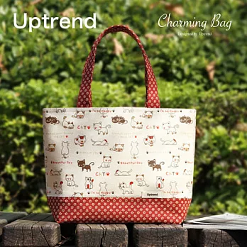 Uptrend 繪本風‧巧用包 / 貓咪在散步(栗紅)