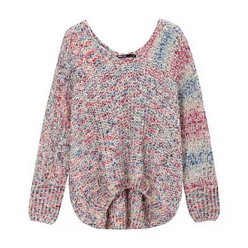 【CACO】美式休閒．彩點紗混色針織毛衣FREE白