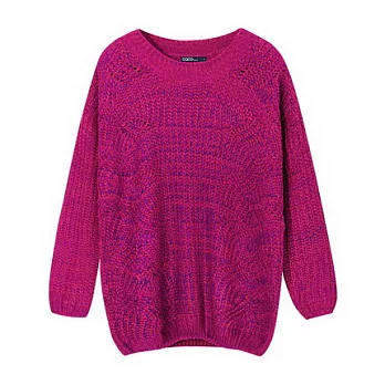 【CACO】CACO SURF．美式休閒．混色麻花寬版針織毛衣FREE桃