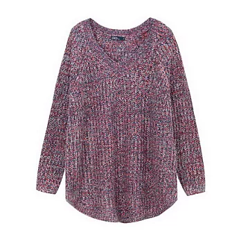 【CACO】CACO SURF．美式休閒．V領混色寬版針織毛衣FREE紫色