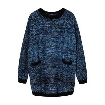 【CACO】CACO SURF．美式休閒．混色雙口袋針織毛衣FREE藍