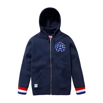 【CACO】CACO ST．美式街頭．三色袖口連帽外套M深藍