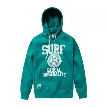 【CACO】CACO SURF‧美式休閒．美式印花厚刷毛連帽長TL藍綠