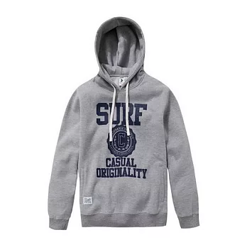 【CACO】CACO SURF‧美式休閒．美式印花厚刷毛連帽長TM麻花灰