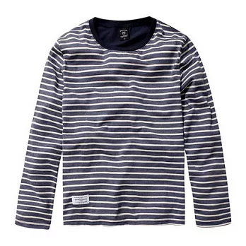 【CACO】SEVEN HEAVEN．個性潮流．條紋補丁長TL藍