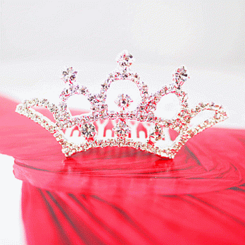 【PinkyPinky Boutique】羽扇型 水鑽皇冠髮插