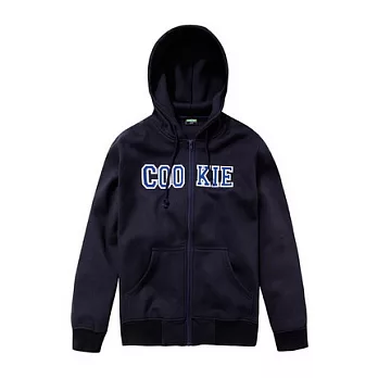 【CACO】芝麻街．授權款．COOKIE貼布厚連帽外套XL深藍色