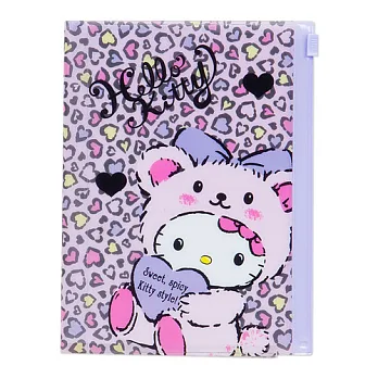 SANRIO HELLO KITTY毛茸茸豹紋系列迷你筆記本附袋