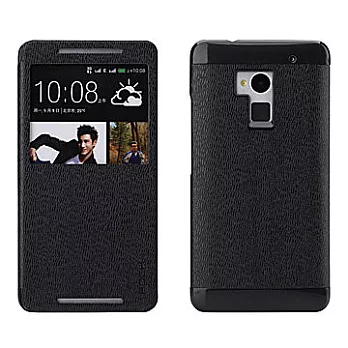 ROCK HTC One MAX/T6 卓系列視窗支架皮套(黑)