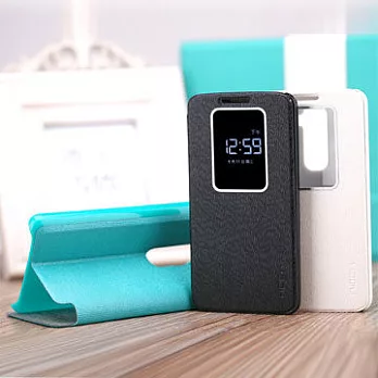 ROCK LG Optimus G2 D802 卓系列視窗側翻皮套-白