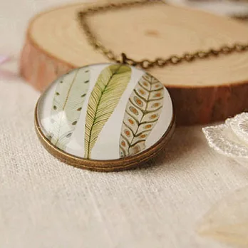 A+ accessories 童話之森-復古系森女zakka風手繪插畫長版鍊 (小清新樹葉)