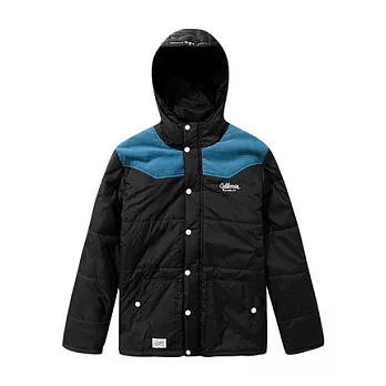 【CACO】CACO SURF．美式休閒．拼接連帽鋪棉外套M黑