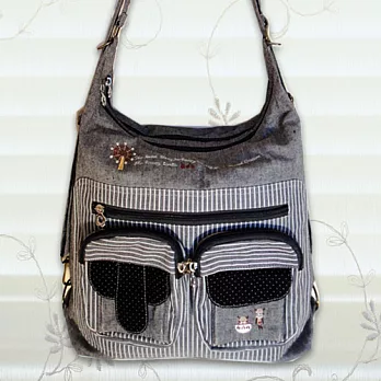 水鑽摩天輪後背側背肩背3用袋-黑