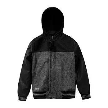 【CACO】SEVEN HEAVEN．個性潮流．毛料皮袖連帽外套XL黑