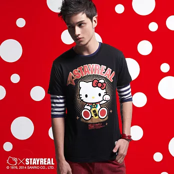 STAYREAL x Hello Kitty 開運凱蒂Tee - 黑標潮流版 / 黑色、紅色S黑色