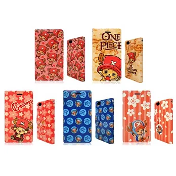 OneMagic 航海王 iPhone5/5S 動物壓紋側掀皮套-櫻花開心喬巴粉
