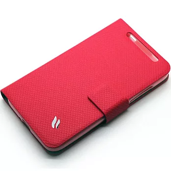 Redberry HTC Desire 501 甜漾簡約 立架式側掀皮套蜜桃紅