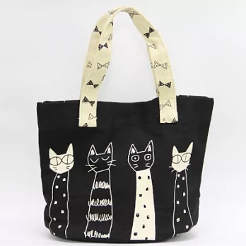 Noafamily,諾亞蝴蝶結貓橫式手提袋_BK(13下)