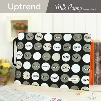 Uptrend Plus Size文具收納包-Milk Puppy(black)      