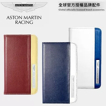 Aston Martin Racing iPhone 5S / 5 專用 folio 奢華版站立皮套 深藍+白