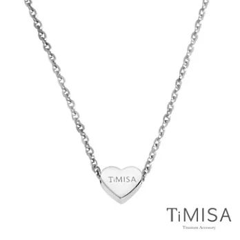 TiMISA《迷你幸運愛心(S)》純鈦項鍊(C)-40公分純鈦原色
